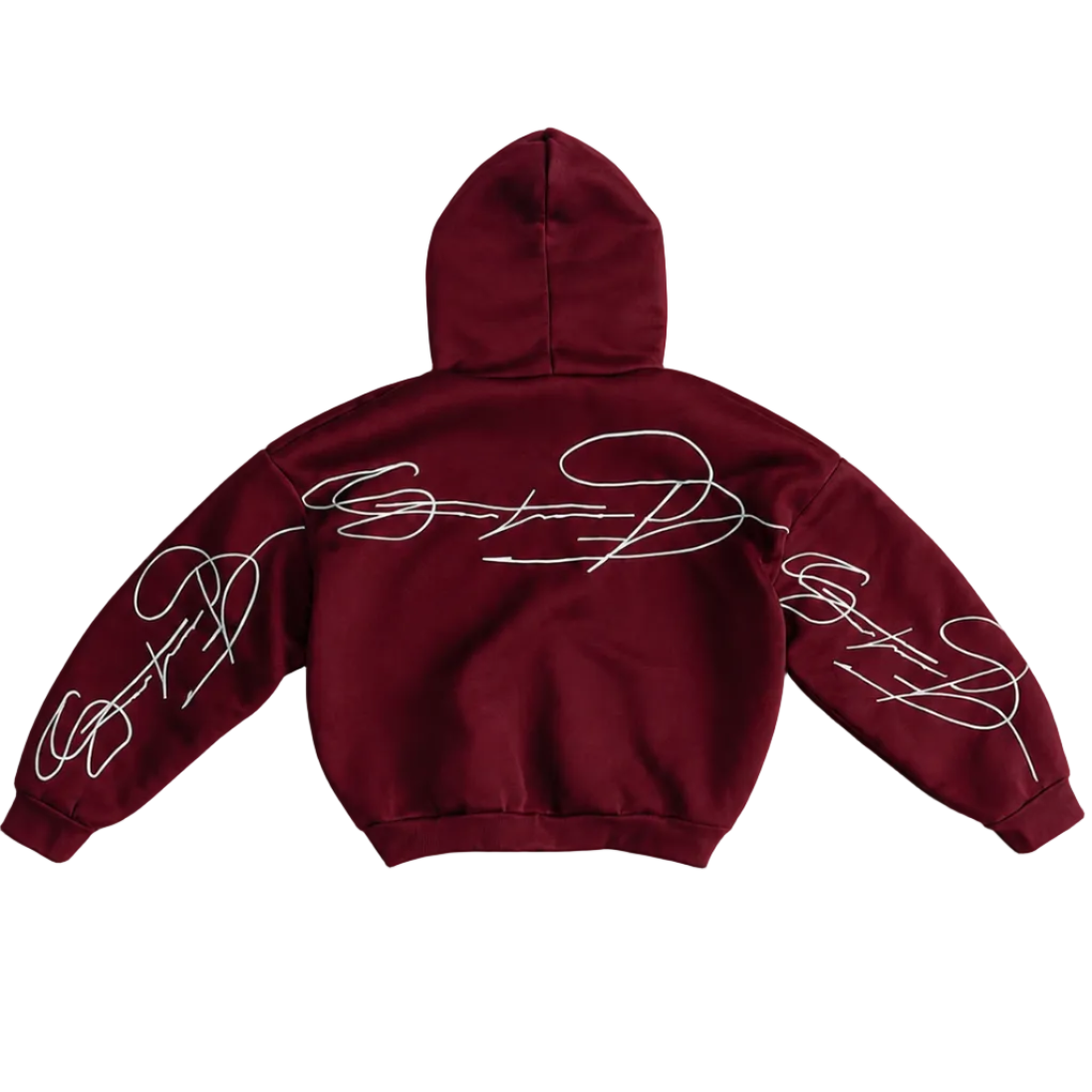 Hoodie Zippé Bordeaux Print Manches | Y2k Corner